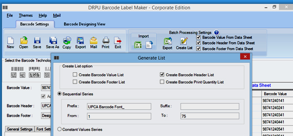 Barcode Settings Mode Barcode Settings Mode