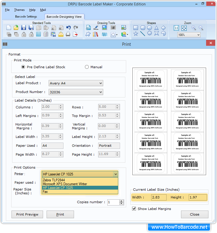 Pre Define Label Stock Print Mode HowToBarcode