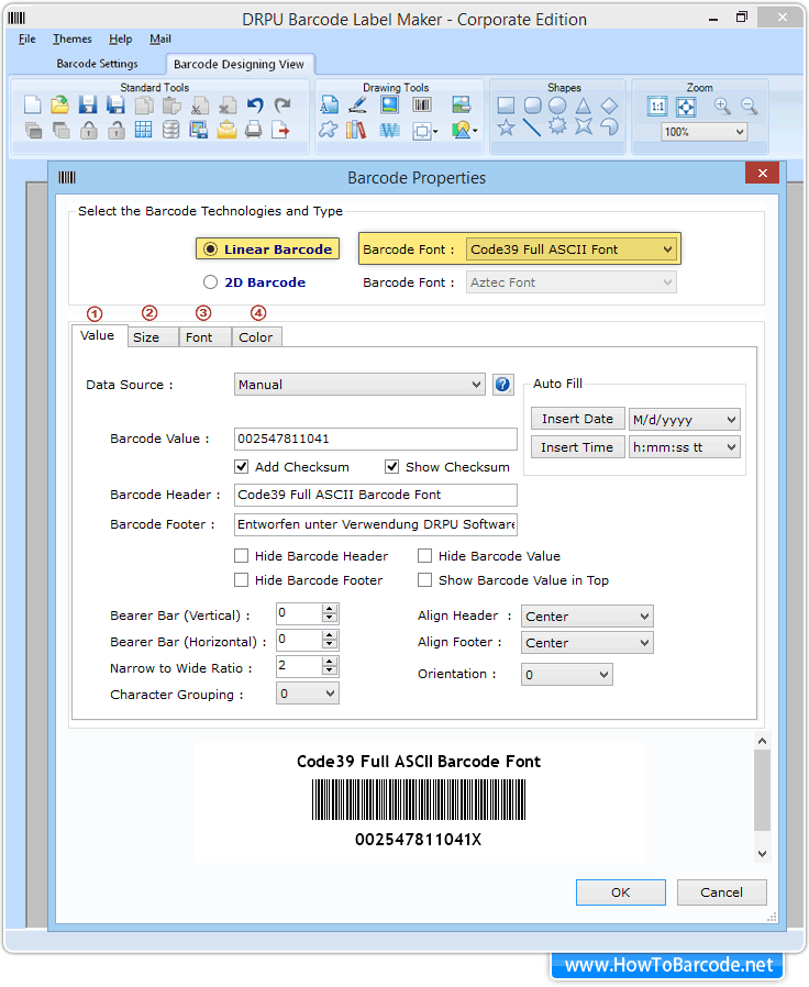 Barcode Font Code 39 Full Ascii Chart