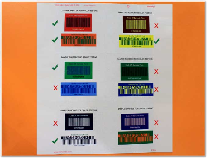 Colored barcode sheet