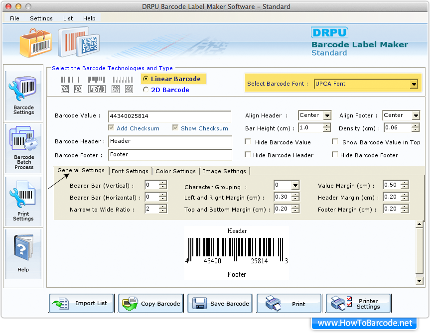 Mac Barcode Settings