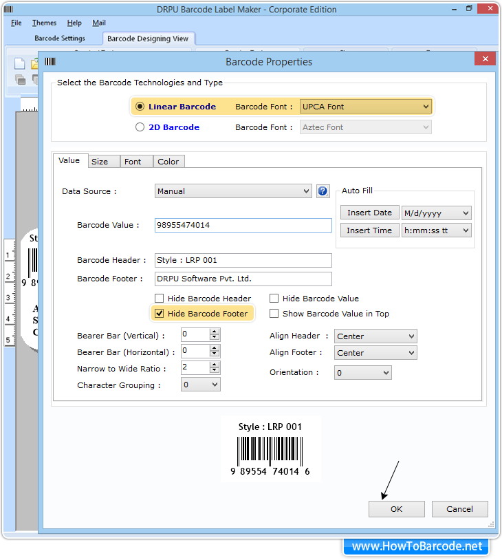 Select Barcode Technologies and Type