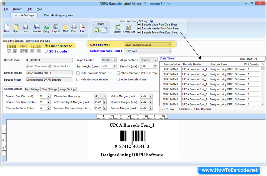 Batch Processing with Barcode Settings