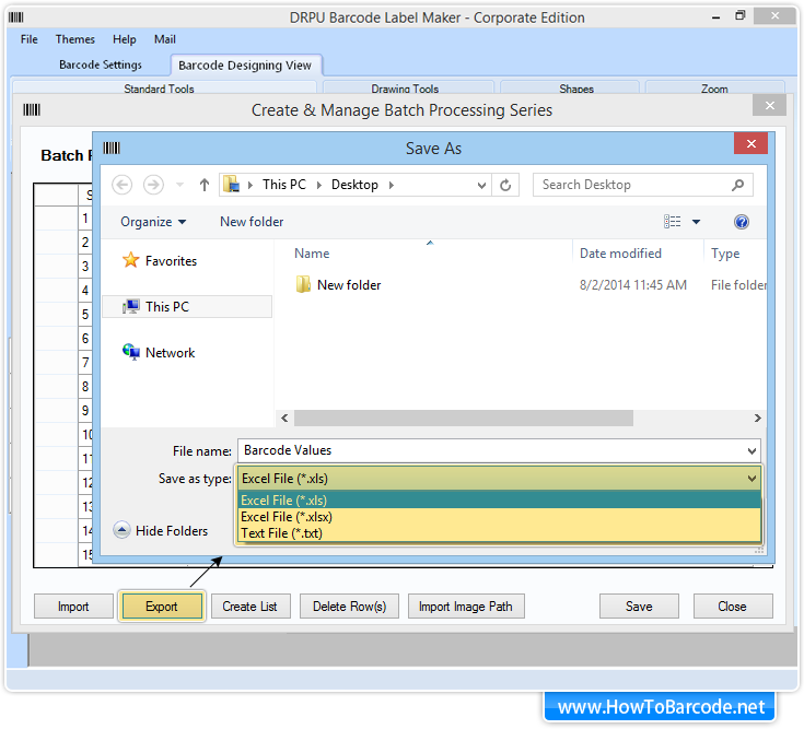 Export List of Barcode Values