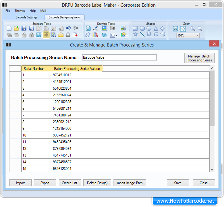 Created List of Barcode Values