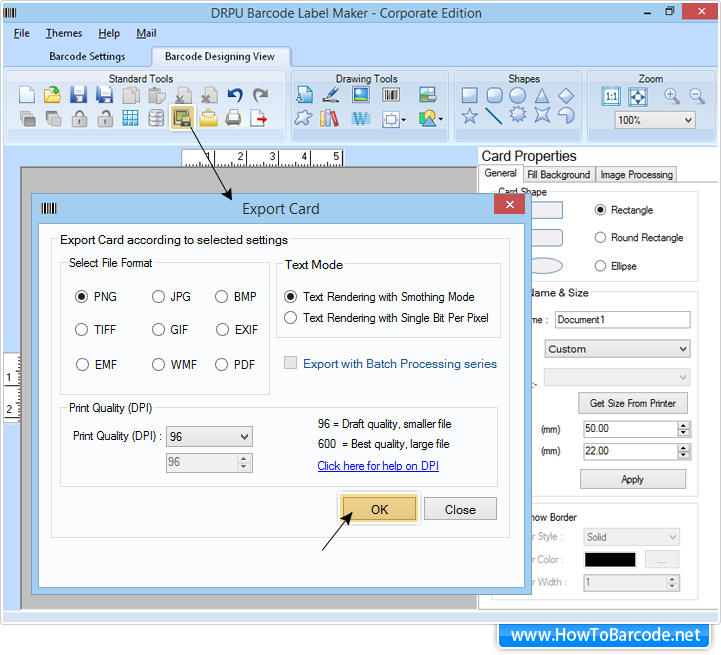 Export Barcode Image