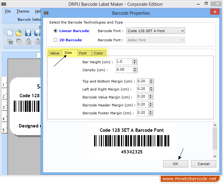 Barcode Software Code 128 set A Font