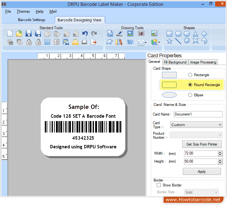 Code 128 Set A Font Label