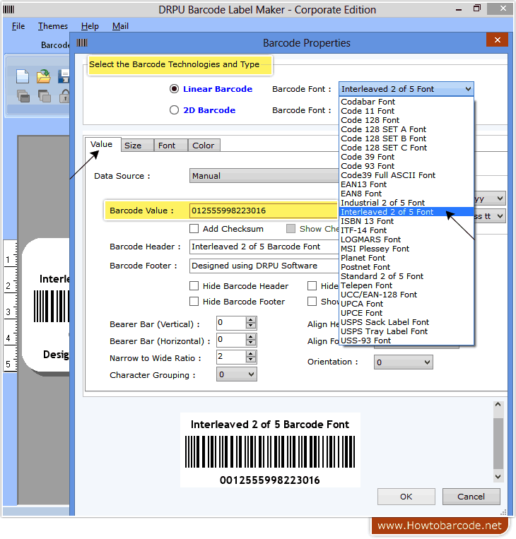 Corporate Edition Barcode Software Interleaved 2 of 5 Font