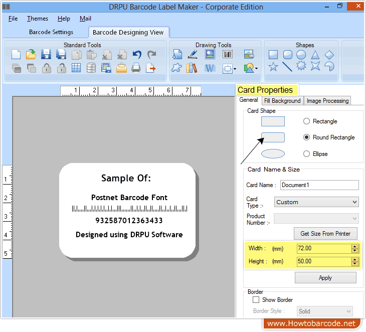 Generate Postnet Barcode Label