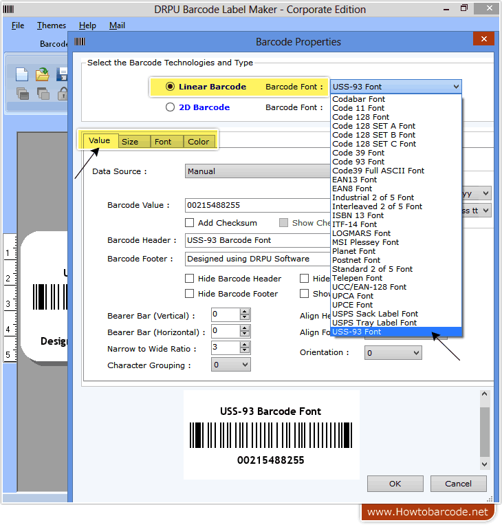 Select Barcode Technologies and Type