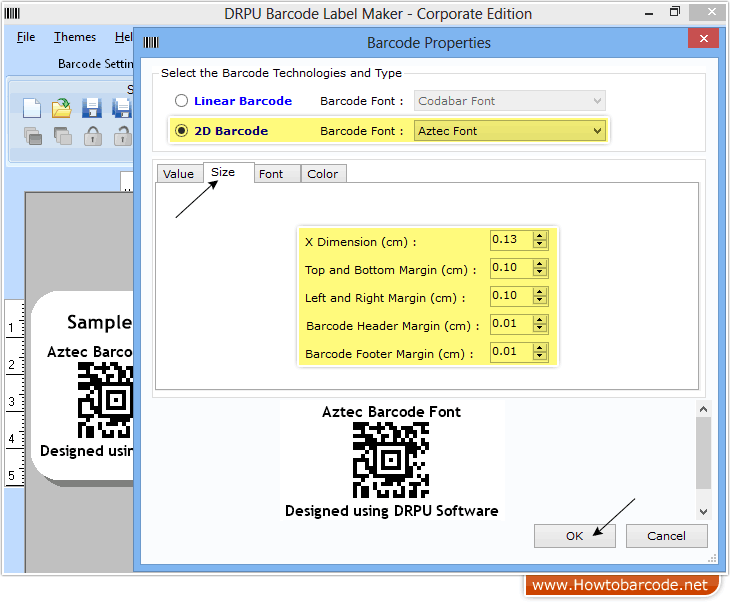 Barcode Size and margin adjustment