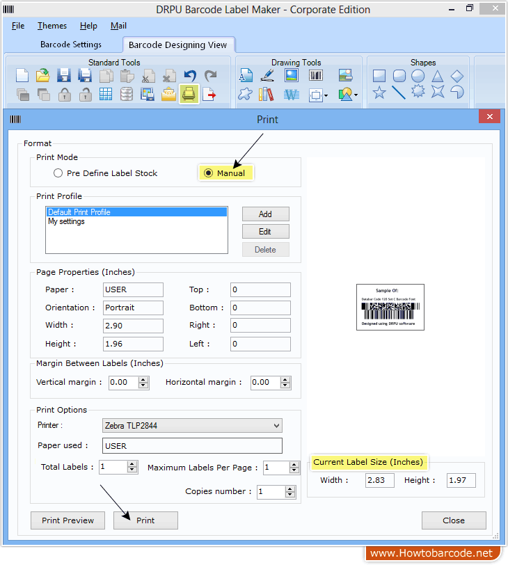 Print Databar Code 128 Set C Font
