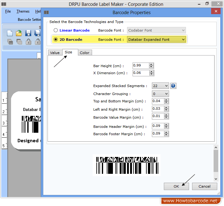 Set Barcode Size and Margins