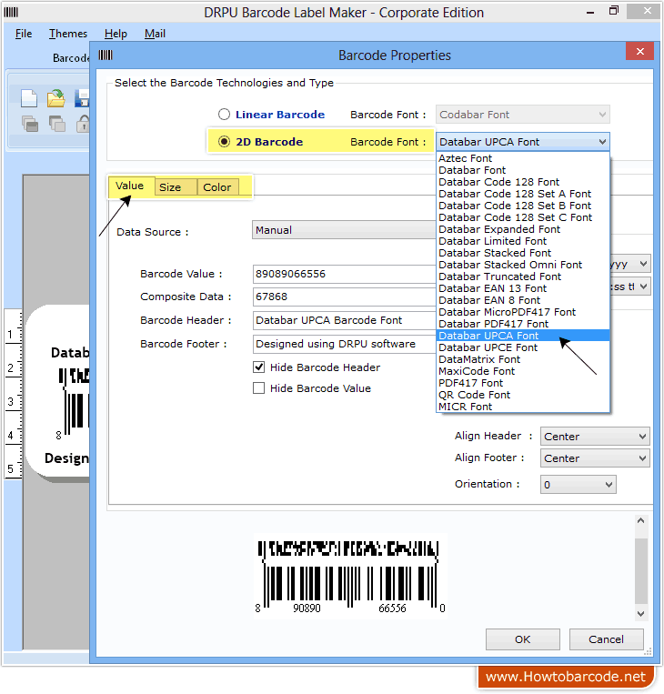 Create Databar UPCA Barcode Font