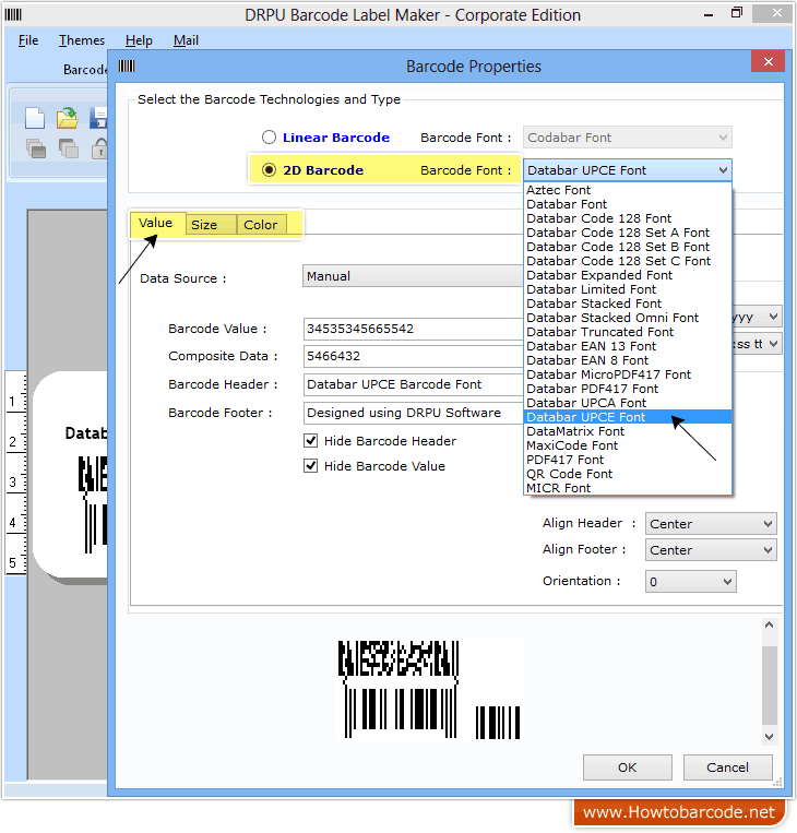 Select Barcode Type