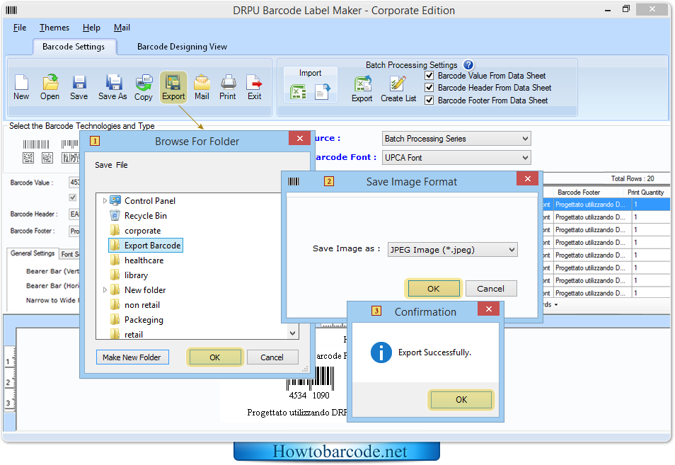 Export Barcode