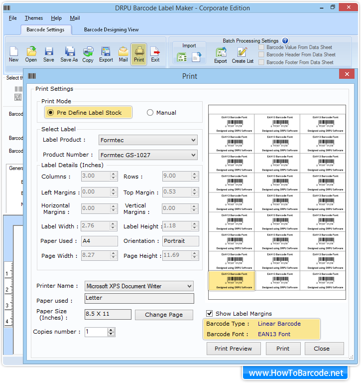 Pre Define Label Stock option