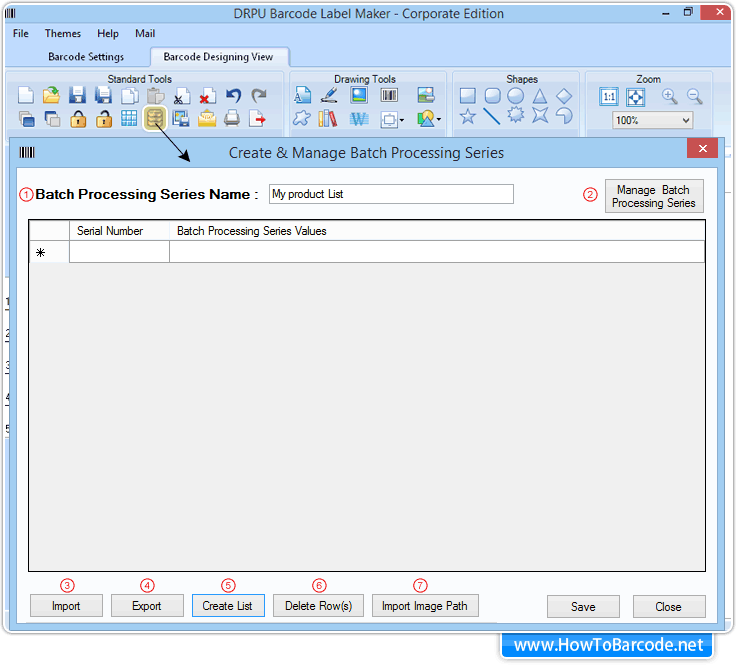 Batch Processing Settings mit Barcode Designing anzeigen Batch Processing Settings mit Barcode Designing anzeigen