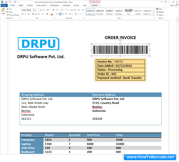 Fügen Barcode auf MS-Word