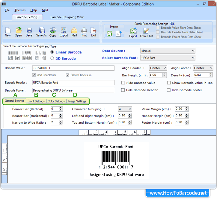 Barcode-Einstellungen