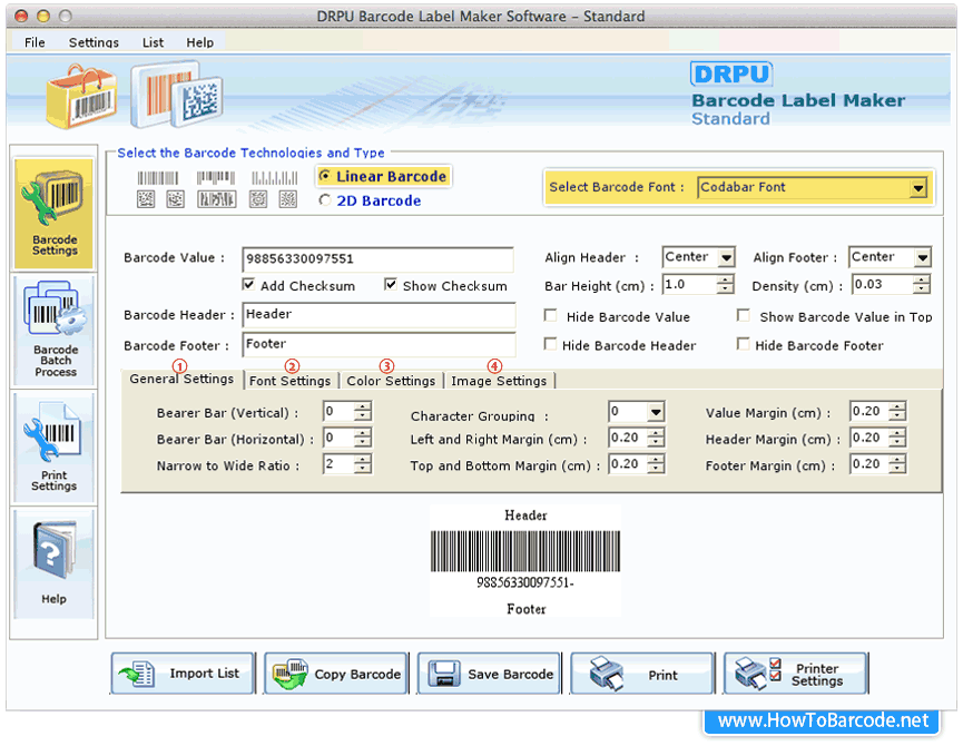 Mac Barcode-Einstellungen