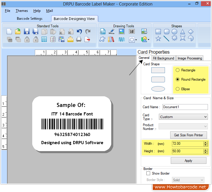 Generieren Sie ein ITF-14-Barcode-Etikett