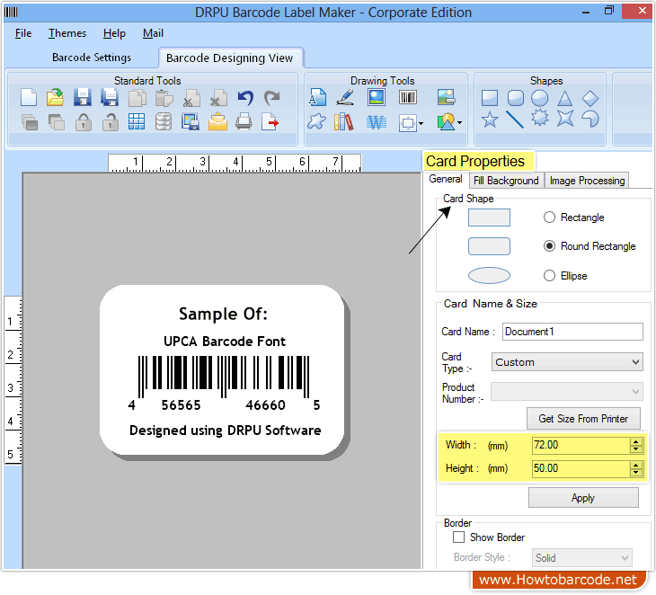 Generieren Sie UPCA-Barcode-Etiketten