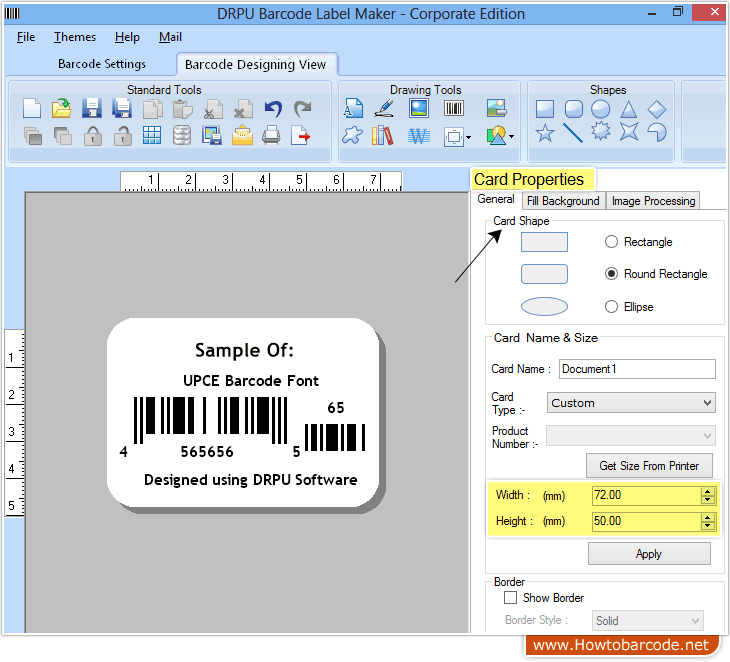 Erstellen Sie ein UPCE-Barcode-Etikett