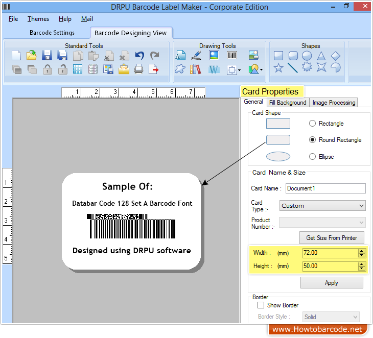 Set-Karte für Barcode